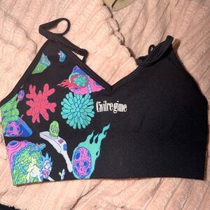 Evil Regime Black Floral Crop Top